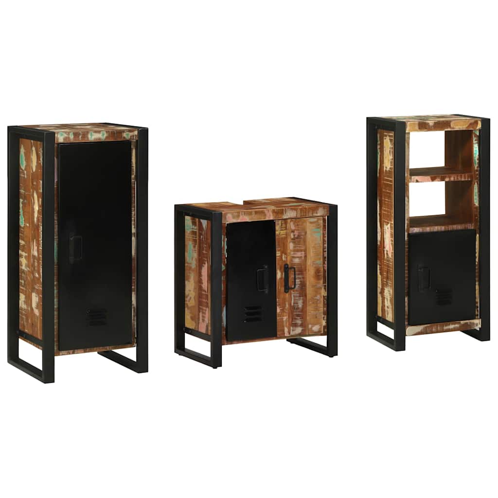 vidaXL Bathroom Furniture Set 3 pcs Multicolour and Black 3