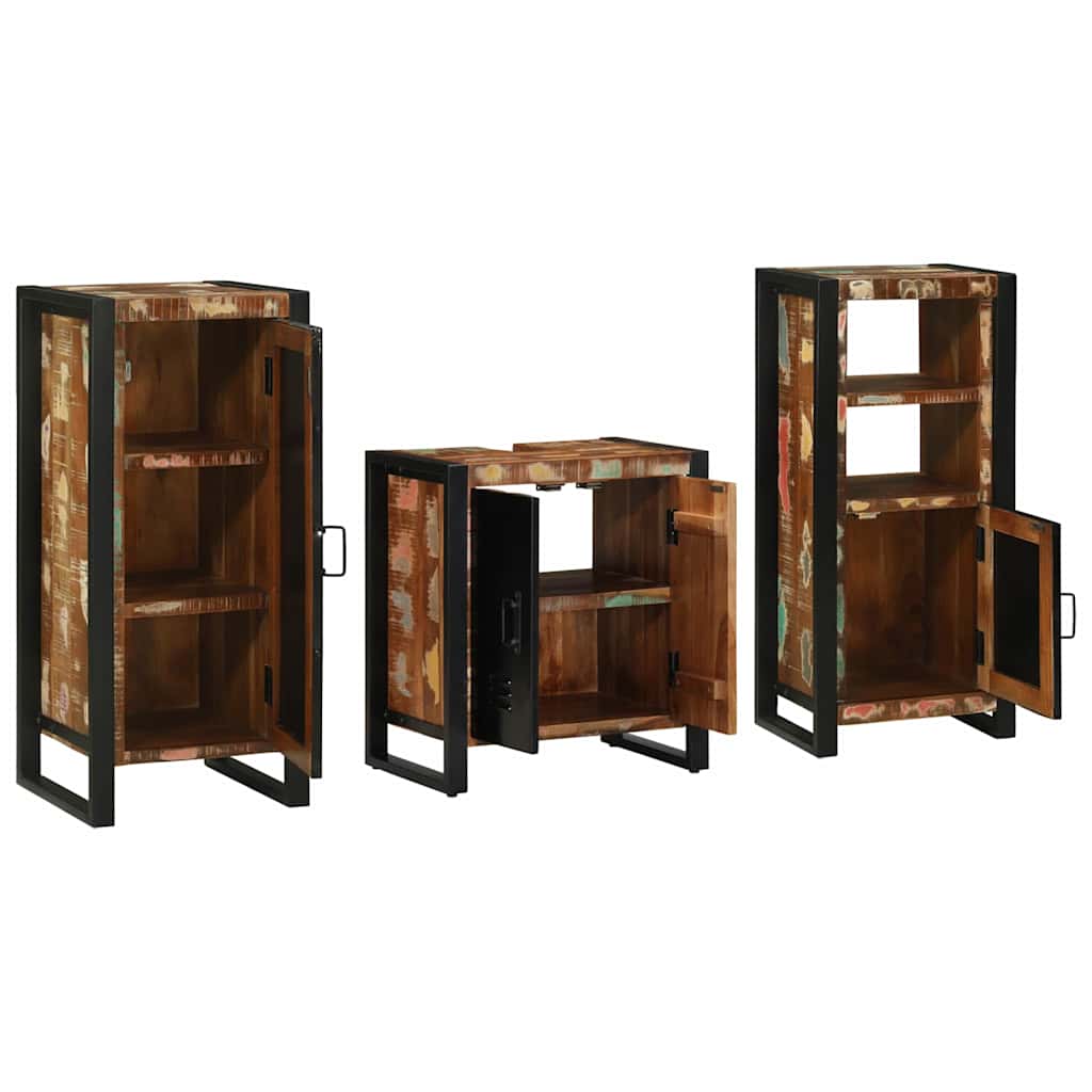 vidaXL Bathroom Furniture Set 3 pcs Multicolour and Black 4