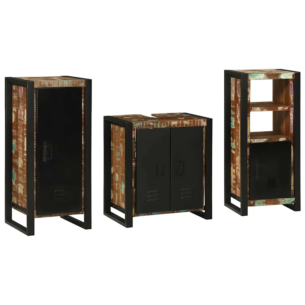 vidaXL Bathroom Furniture Set 3 pcs Multicolour and Black 1