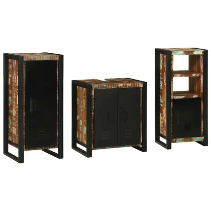 vidaXL Bathroom Furniture Set 3 pcs Multicolour and Black 1