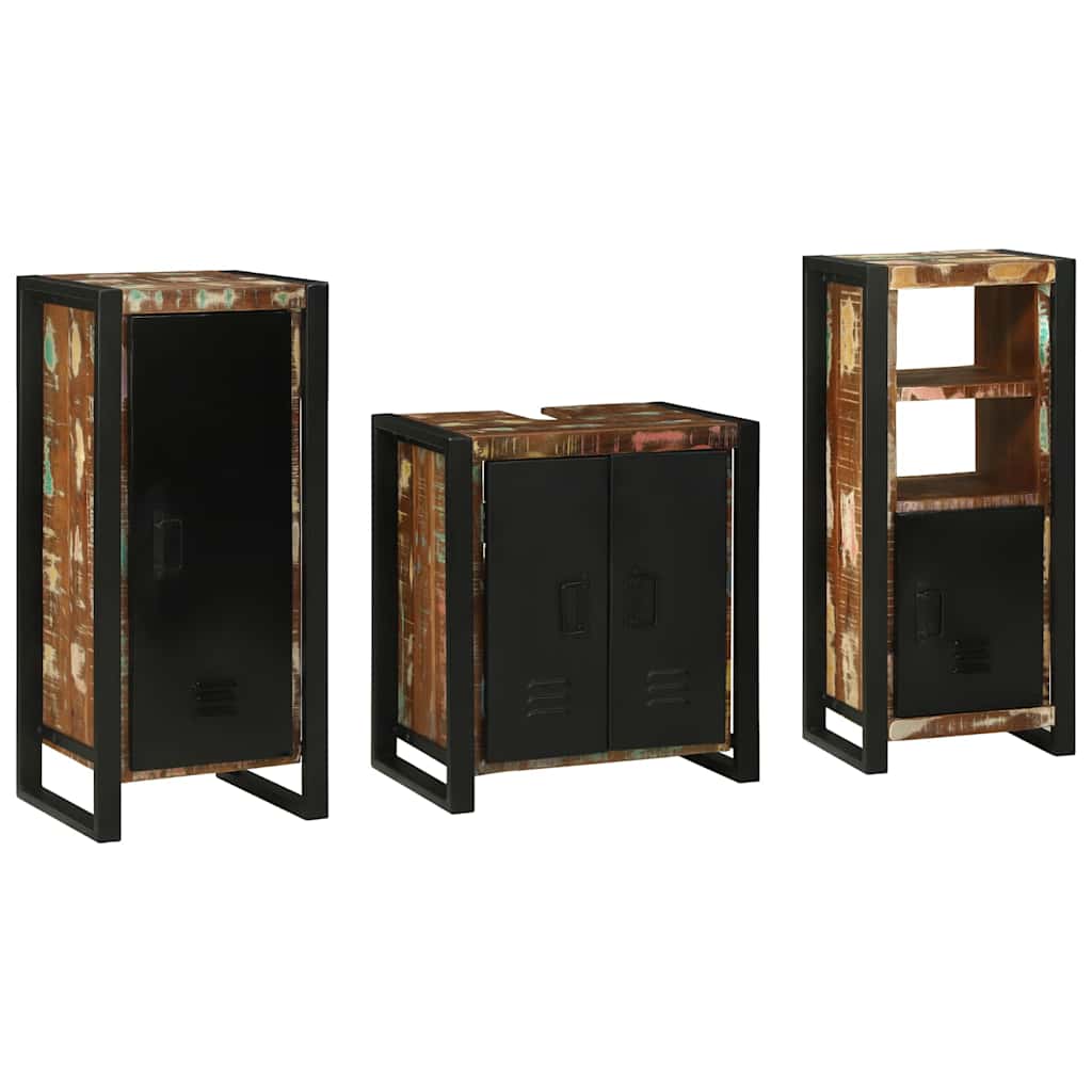 vidaXL Bathroom Furniture Set 3 pcs Multicolour and Black 2