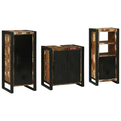 vidaXL Bathroom Furniture Set 3 pcs Multicolour and Black 2