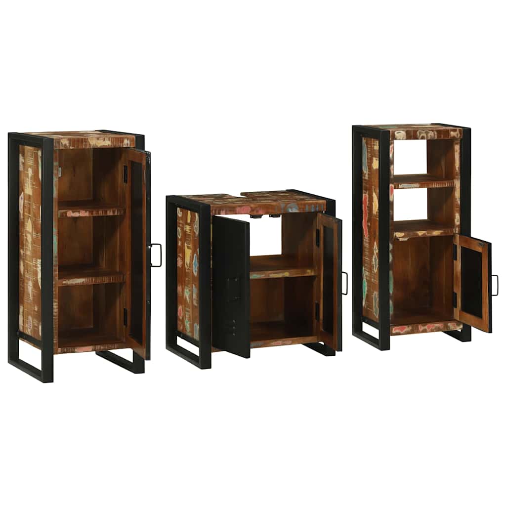 vidaXL Bathroom Furniture Set 3 pcs Multicolour and Black 3