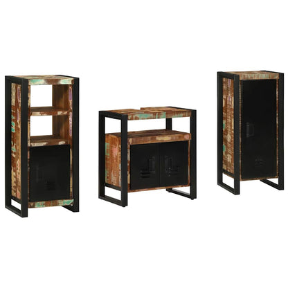 vidaXL Bathroom Furniture Set 3 pcs Multicolour and Black 1