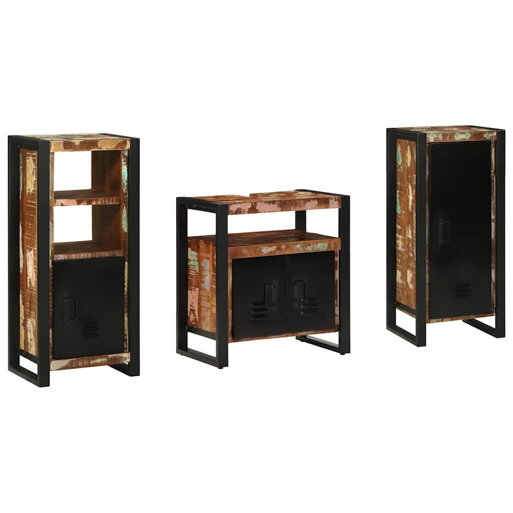 vidaXL Bathroom Furniture Set 3 pcs Multicolour and Black 2