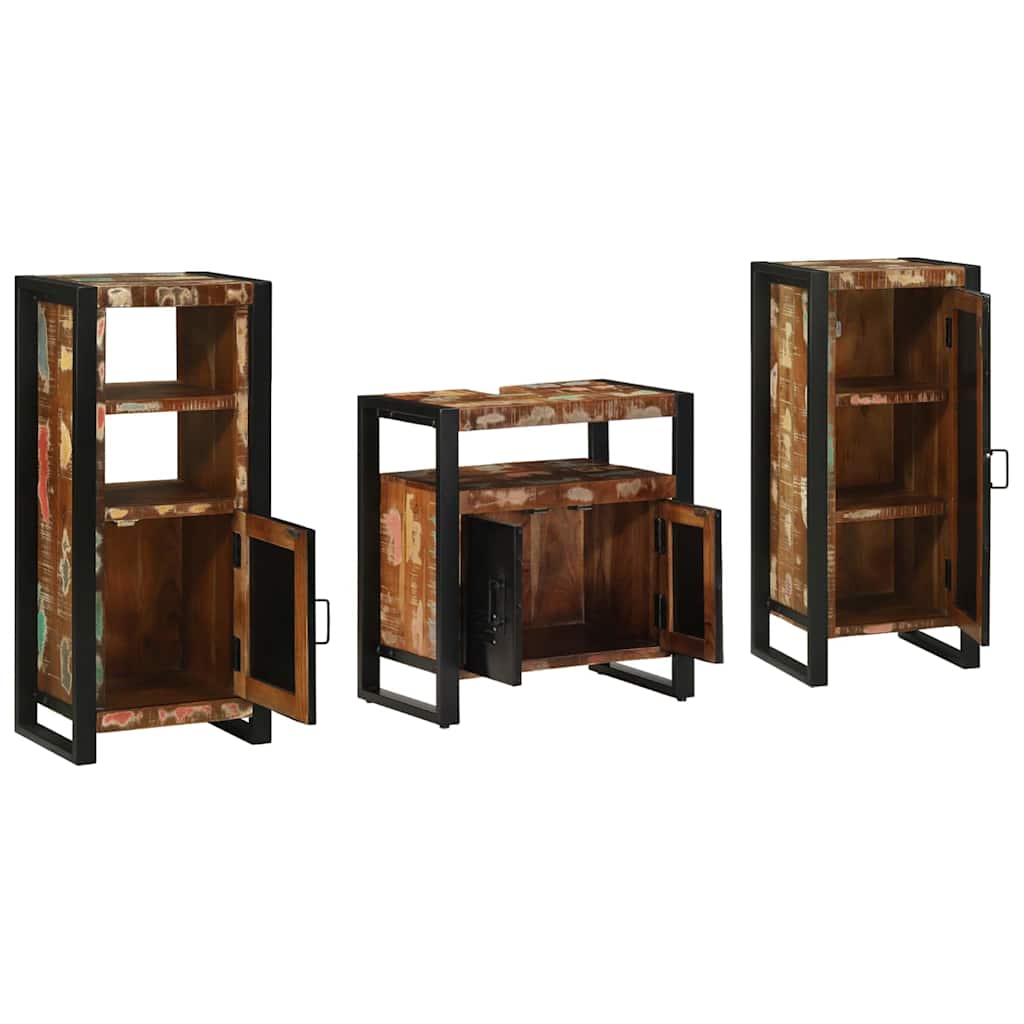 vidaXL Bathroom Furniture Set 3 pcs Multicolour and Black 3
