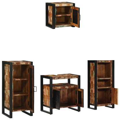 Bathroom Furniture Set 4 pcs Brown and Black Solid reclaimed wood