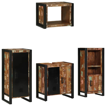 Bathroom Furniture Set 4 pcs Brown and Black Solid reclaimed wood