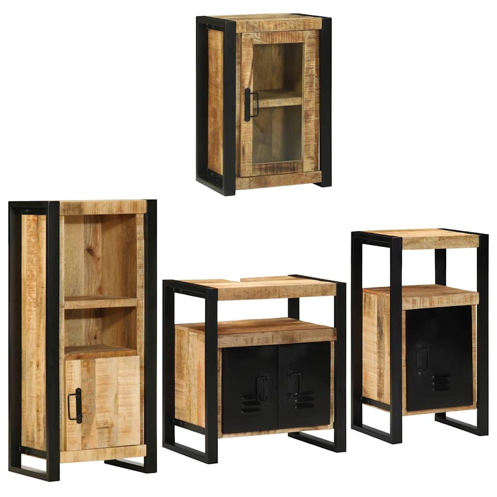 Bathroom Furniture Set 4 pcs Multicolour Solid mango wood
