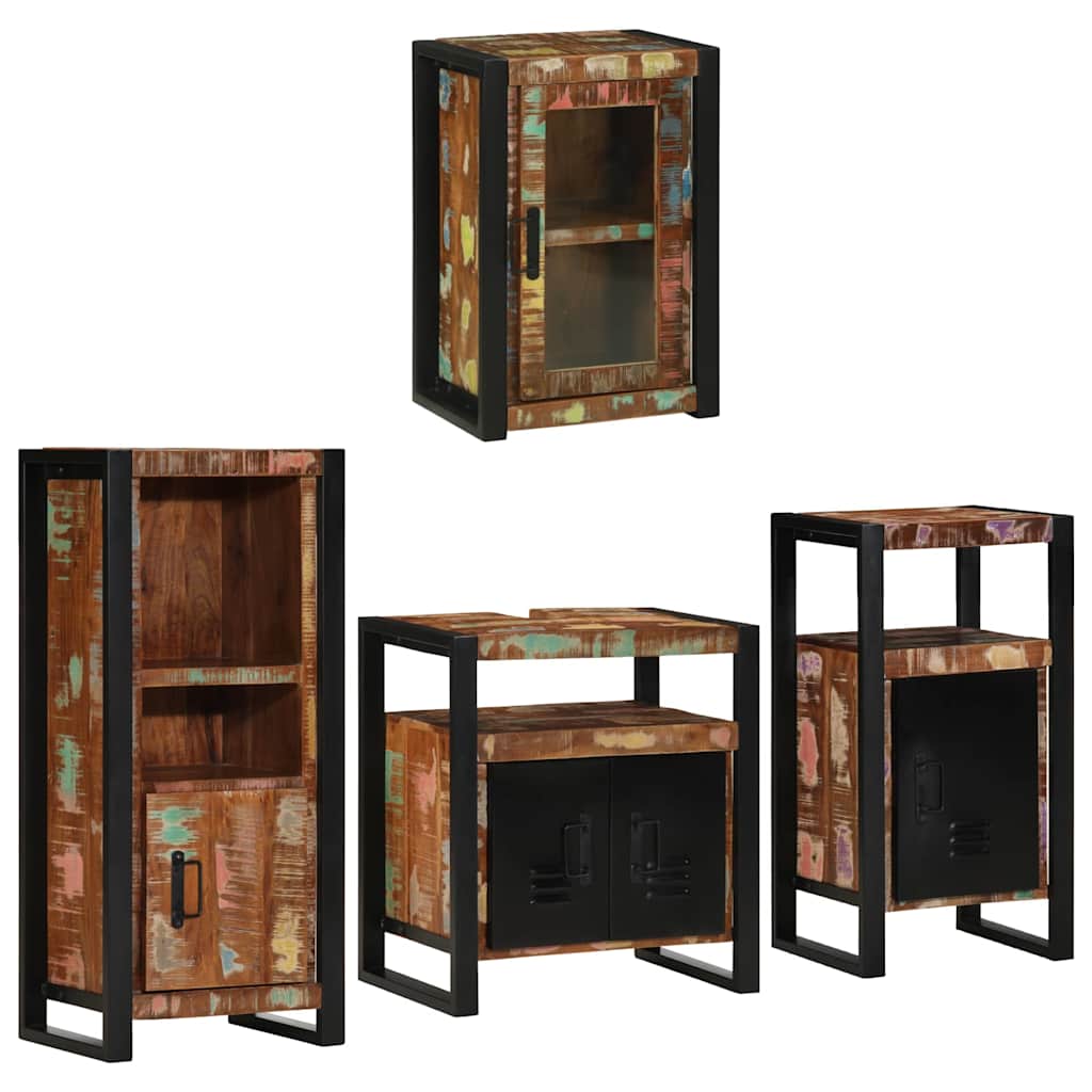 Bathroom Furniture Set 4 pcs Multicolour Solid reclaimed wood