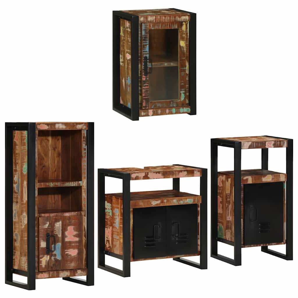 Bathroom Furniture Set 4 pcs Multicolour Solid reclaimed wood