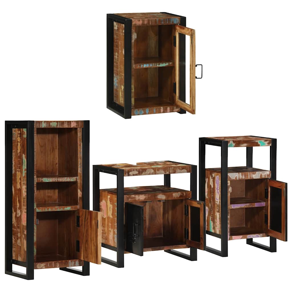 Bathroom Furniture Set 4 pcs Multicolour Solid reclaimed wood