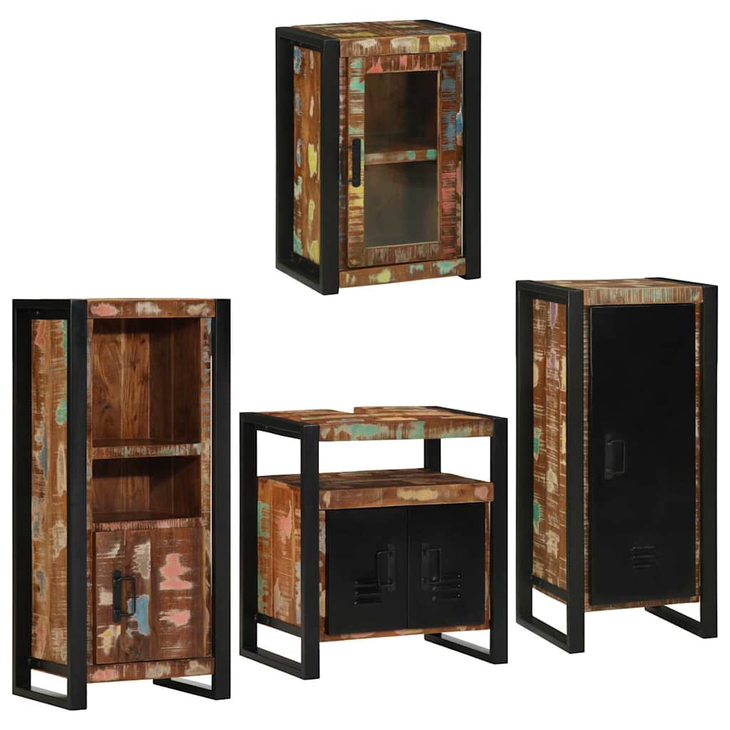 Bathroom Furniture Set 4 pcs Multicolour Solid Reclaimed wood