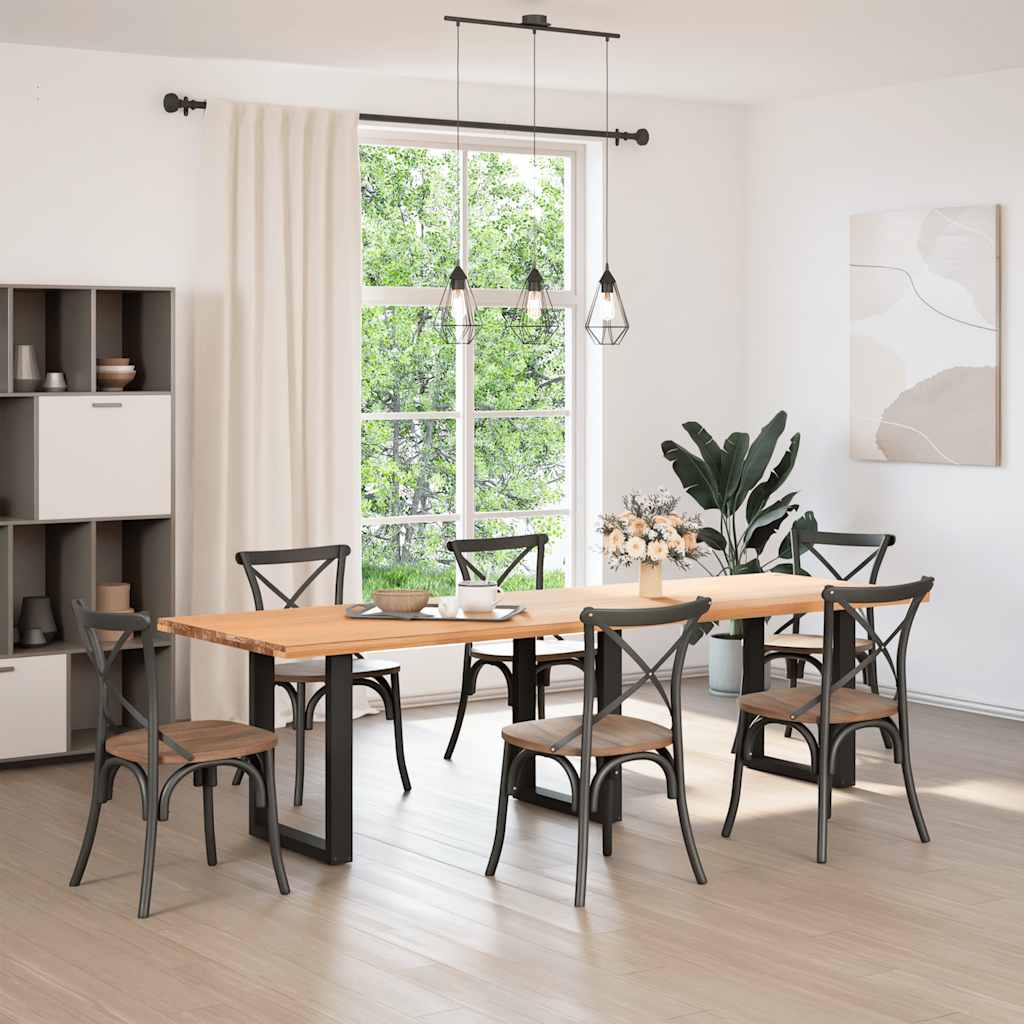 Dining Table Legs U-Shaped Steel 3 pcs Black 70 x (72-73) cm