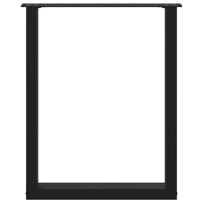 Dining Table Legs U-Shaped Steel 3 pcs Black 70 x (72-73) cm