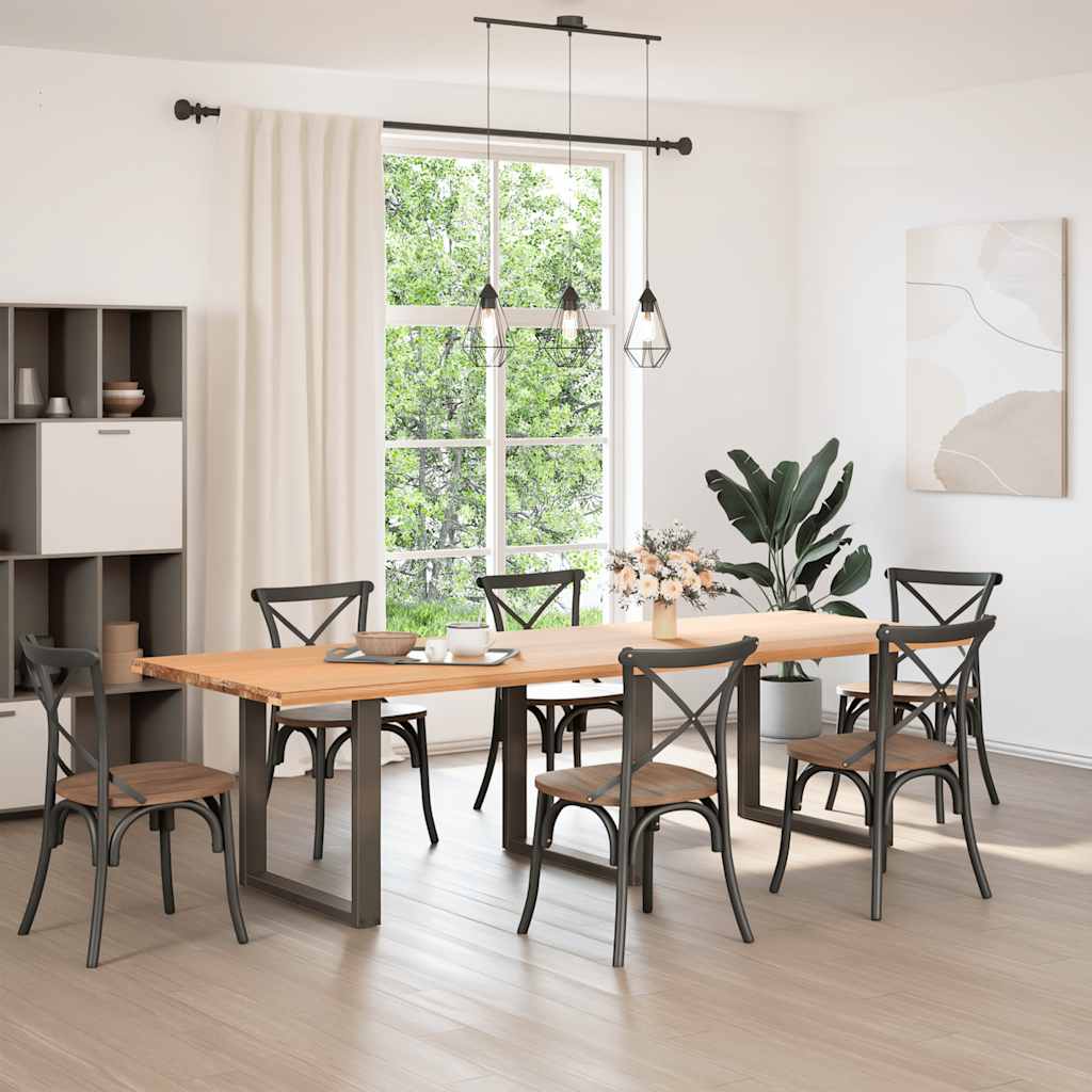 Dining Table Legs U-Shaped Steel 3 pcs Natural 80 x (72-73) cm