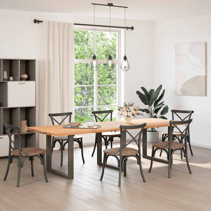 Dining Table Legs U-Shaped Steel 3 pcs Natural 80 x (72-73) cm