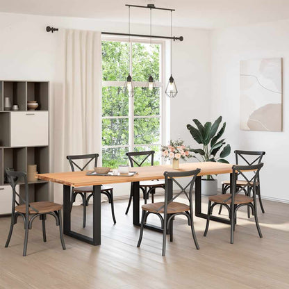 Dining Table Legs U-Shaped Steel 3 pcs Black 90 x (72-73) cm