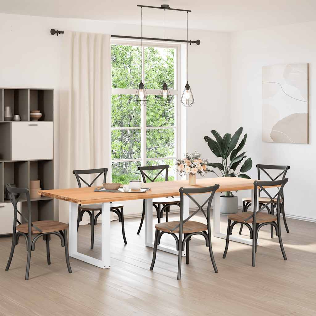 Dining Table Legs U-Shaped Steel 3 pcs White 90 x (72-73) cm