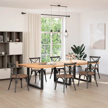 Dining Table Legs U-Shaped Steel 3 pcs Black 100 x (72-73) cm