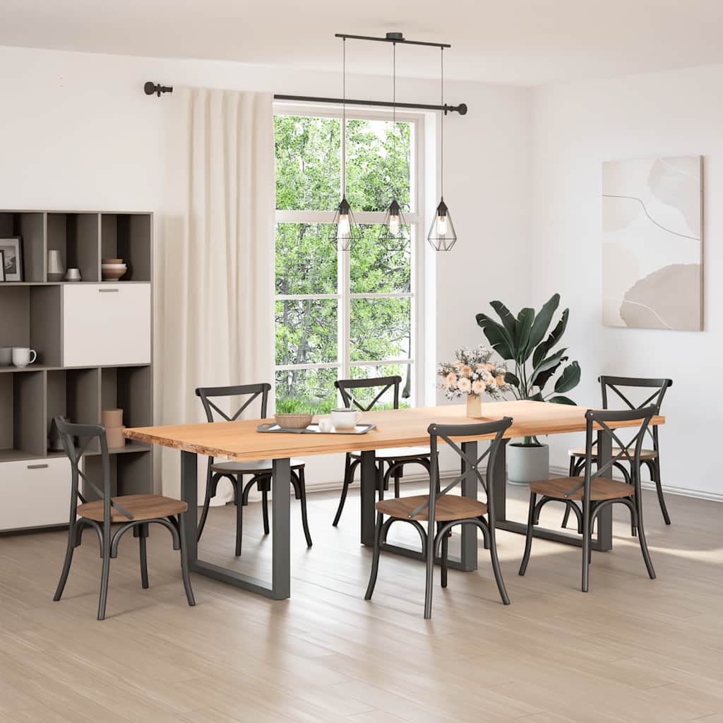 Dining Table Legs U-Shaped Steel 3 pcs Anthracite 100 x (72-73) cm