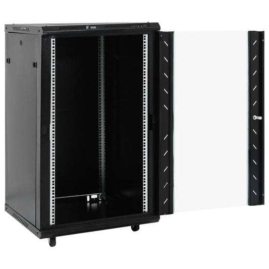 vidaXL 18U Network Cabinet 19" IP20 Black 60x60x100 cm 2