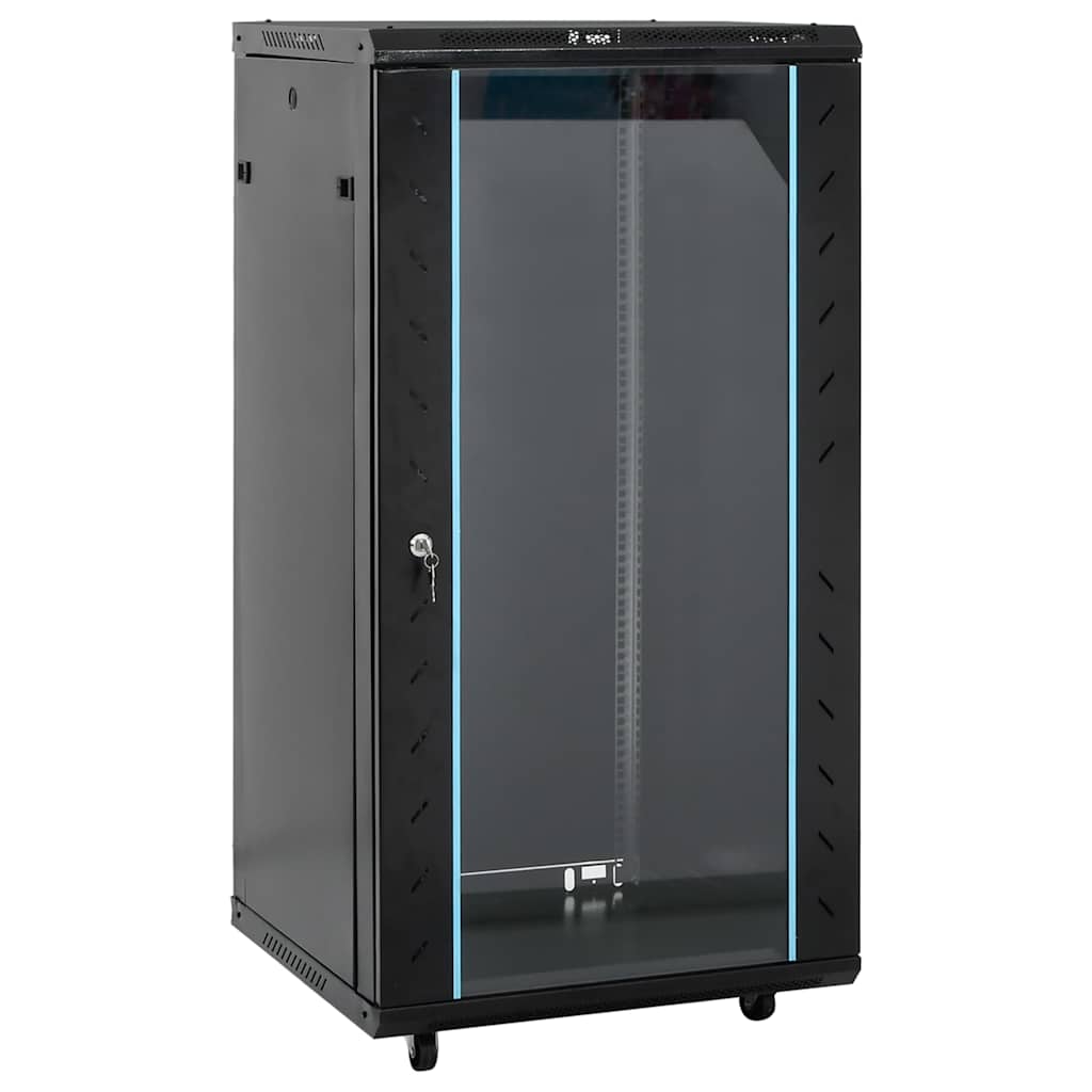 vidaXL 22U Network Cabinet 19" IP20 Black 60x60x120 cm 1