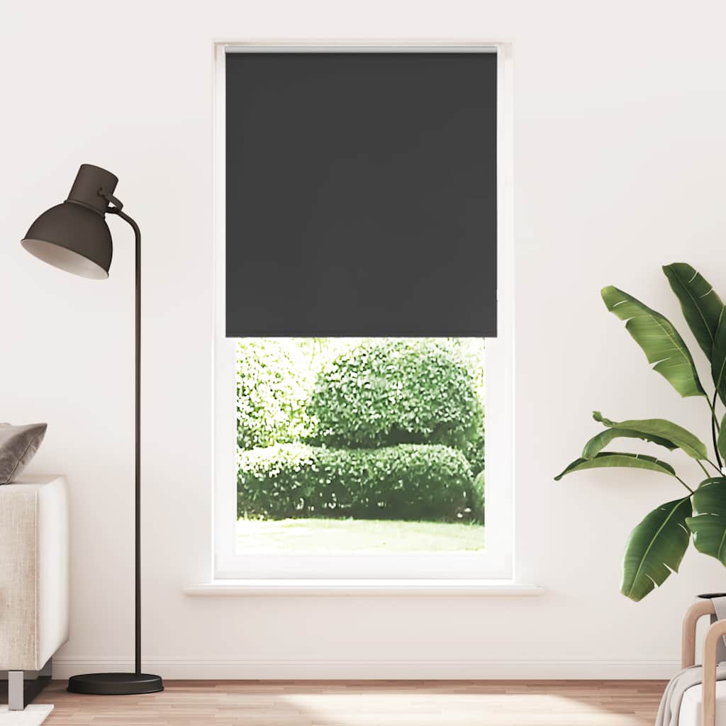 Roller Blind Blackout 105x230 cm Fabric Width 100.7 cm Black 110 cm