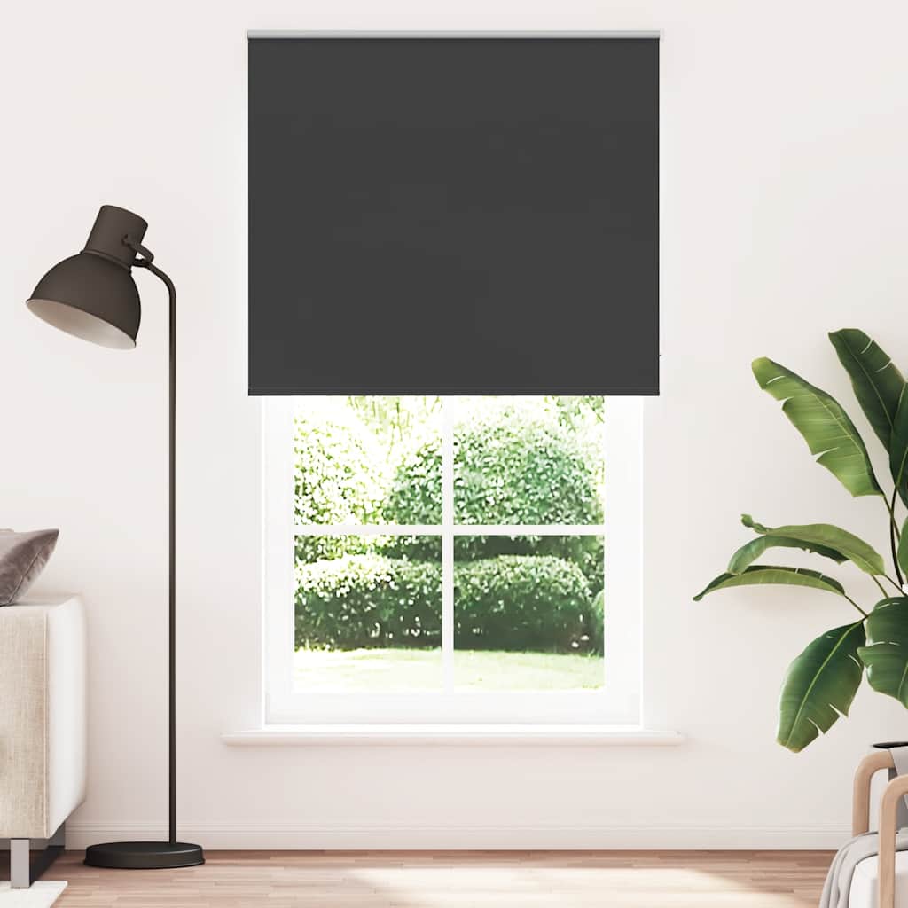 Roller Blind Blackout 105x230 cm Fabric Width 100.7 cm Black 130 cm
