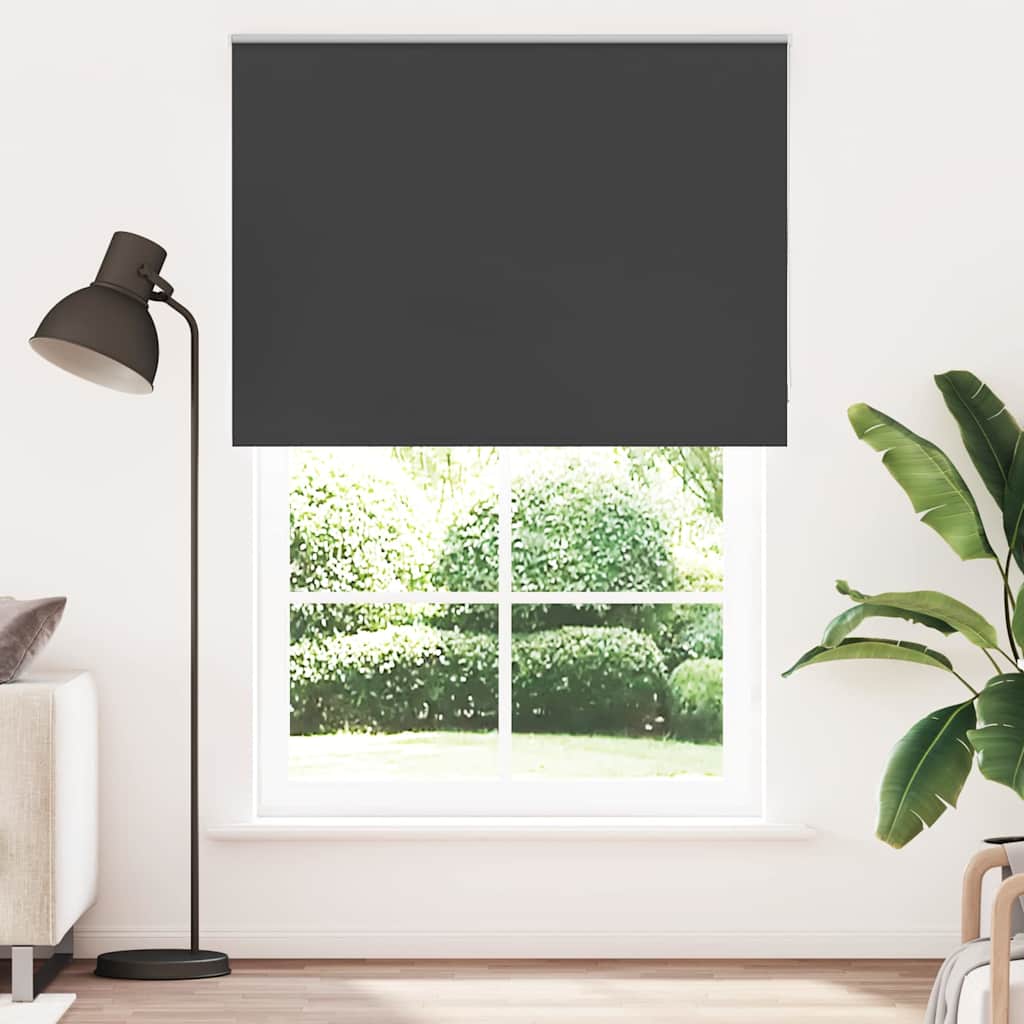 Roller Blind Blackout 105x230 cm Fabric Width 100.7 cm Black 165 cm