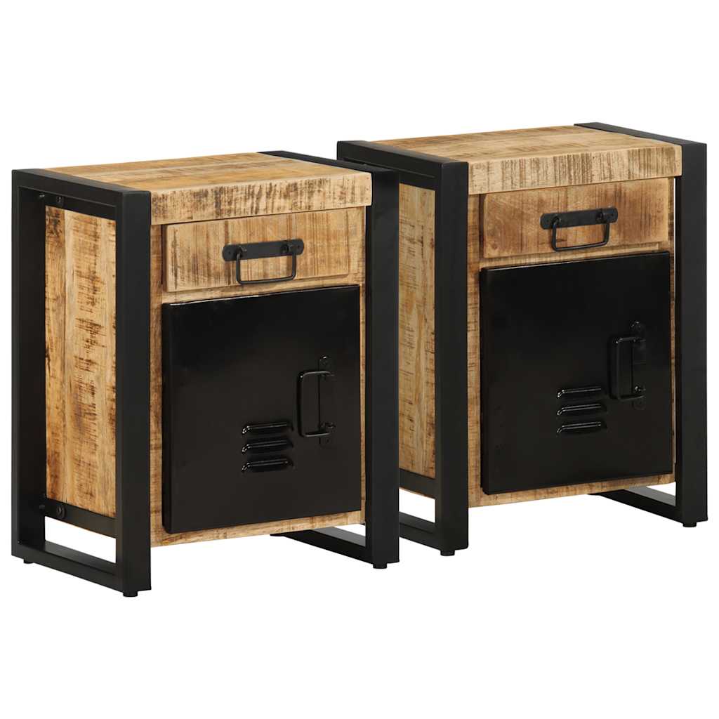 vidaXL Bedside Cabinets 2 pcs Solid Rough Wood Mango 1