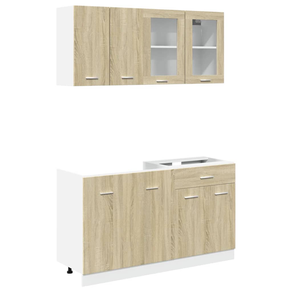 vidaXL 4 Piece Kitchen Cabinet Set "Lyon" Sonoma Oak Engineered Wood 2