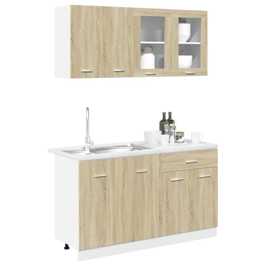 vidaXL 4 Piece Kitchen Cabinet Set "Lyon" Sonoma Oak Engineered Wood 3