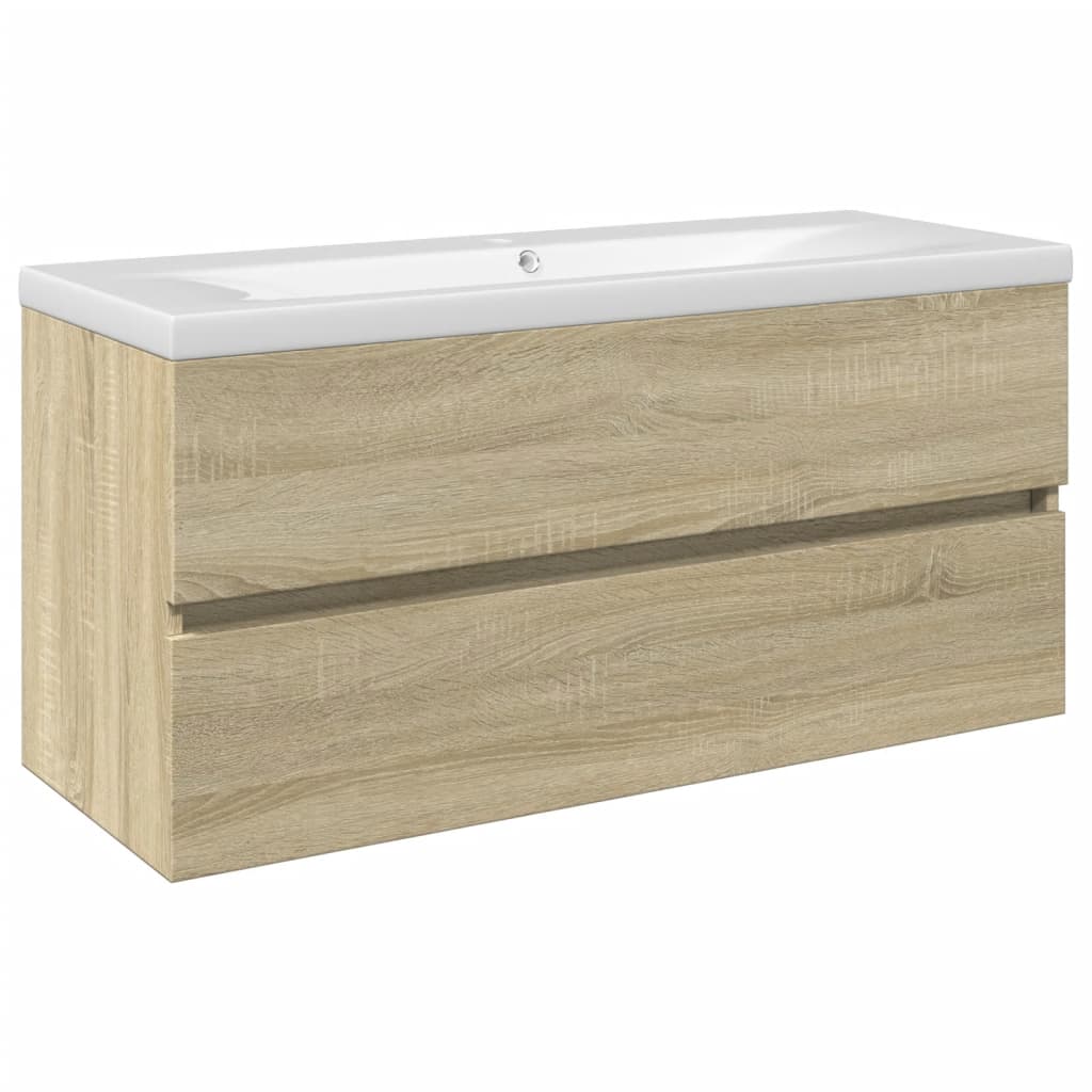 vidaXL 2 Piece Bathroom Furniture Set Ceramic and Engineered Wood 2