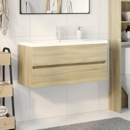 vidaXL 2 Piece Bathroom Furniture Set Ceramic and Engineered Wood 3
