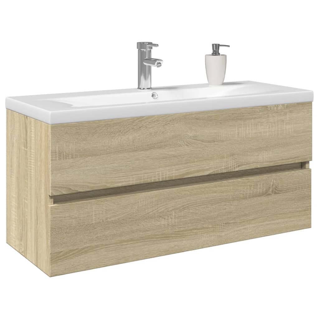 vidaXL 2 Piece Bathroom Furniture Set Ceramic and Engineered Wood 1
