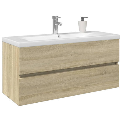 vidaXL 2 Piece Bathroom Furniture Set Ceramic and Engineered Wood 1