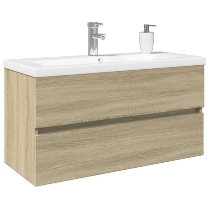 vidaXL 2 Piece Bathroom Furniture Set Ceramic and Engineered Wood 3