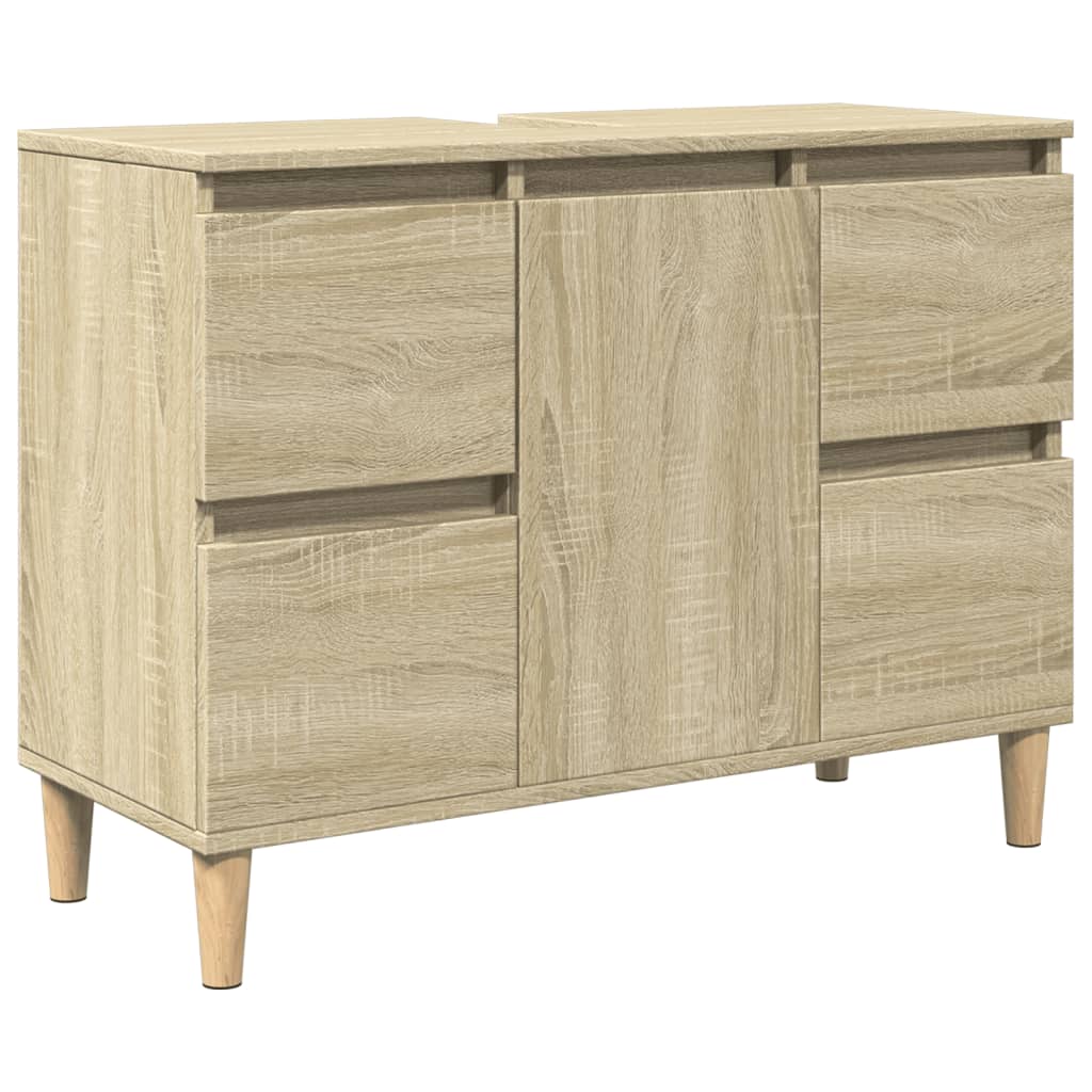 vidaXL 3 Piece Bathroom Furniture Set Sonoma Oak Engineered Wood 4