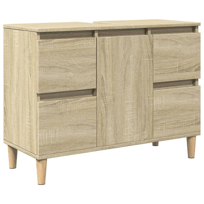 vidaXL 3 Piece Bathroom Furniture Set Sonoma Oak Engineered Wood 4
