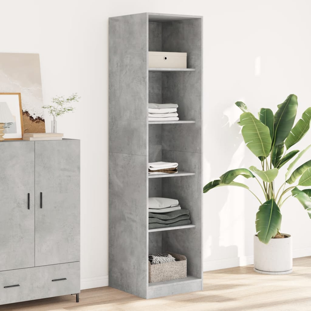 Wardrobe Engineered Wood 50 x 50 x 200 cm 4 Shelves Concrete grey