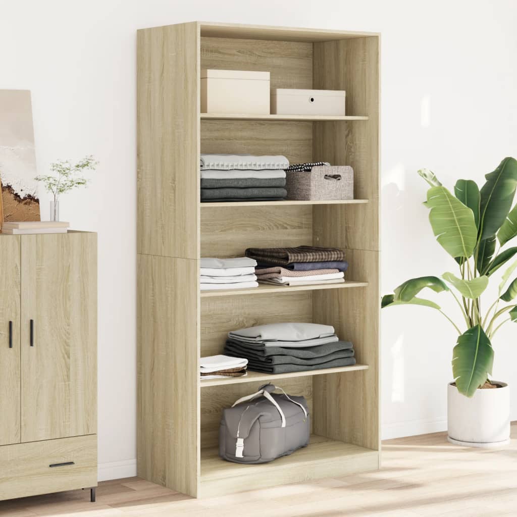 Wardrobe Engineered Wood 100 x 50 x 200 cm 4 Shelves Sonoma oak