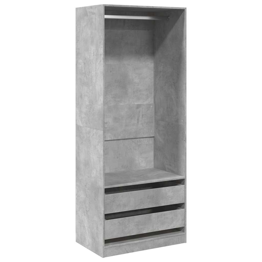 Wardrobe Engineered Wood 80 x 50 x 200 cm 2 Drawers Concrete grey