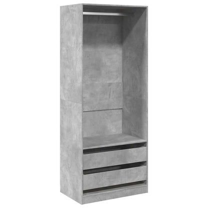 Wardrobe Engineered Wood 80 x 50 x 200 cm 2 Drawers Concrete grey