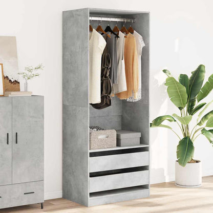 Wardrobe Engineered Wood 80 x 50 x 200 cm 2 Drawers Concrete grey