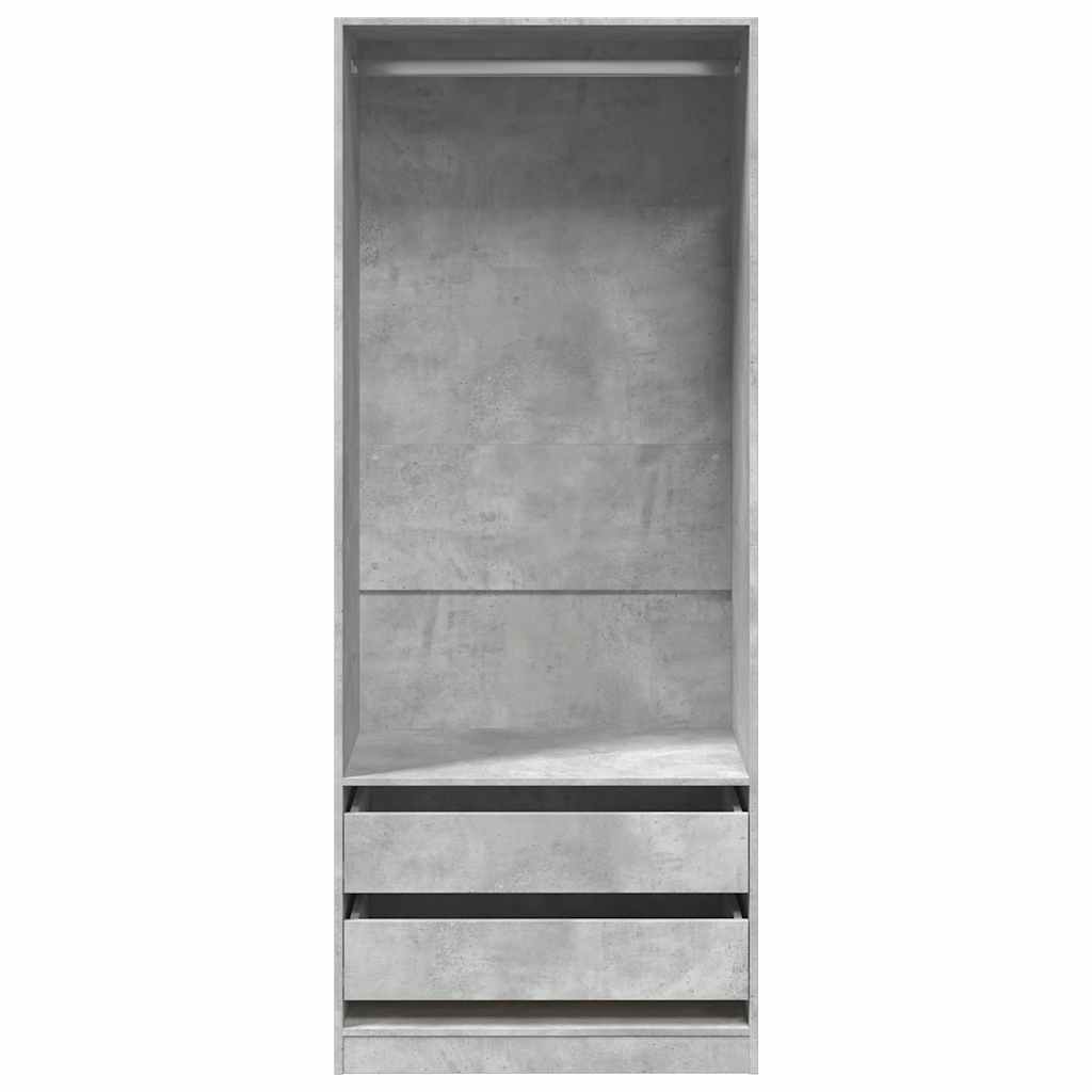 Wardrobe Engineered Wood 80 x 50 x 200 cm 2 Drawers Concrete grey