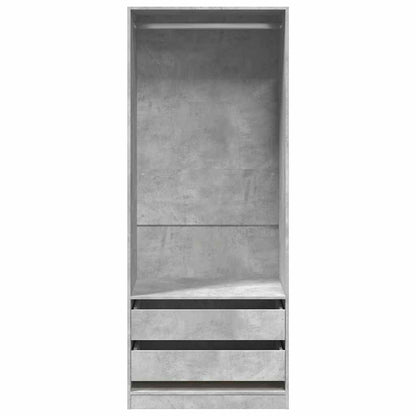 Wardrobe Engineered Wood 80 x 50 x 200 cm 2 Drawers Concrete grey
