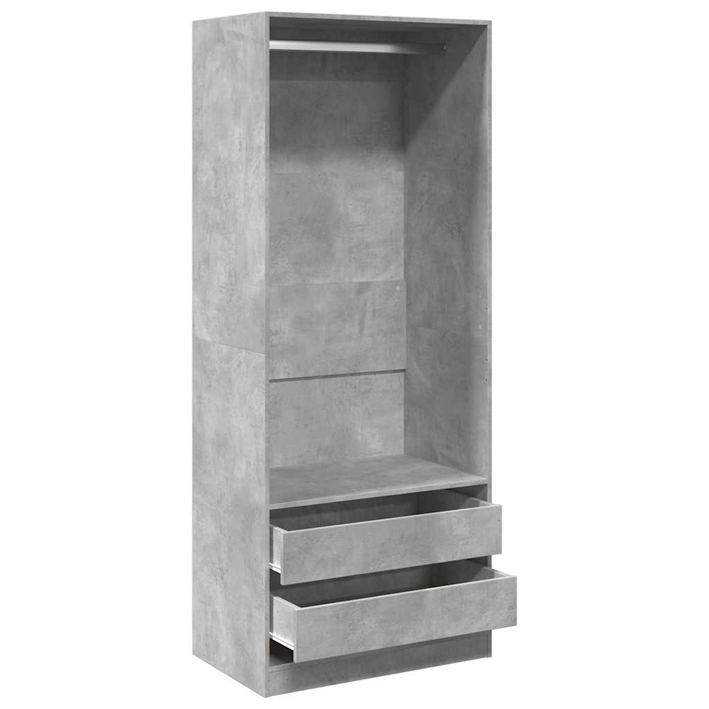 Wardrobe Engineered Wood 80 x 50 x 200 cm 2 Drawers Concrete grey