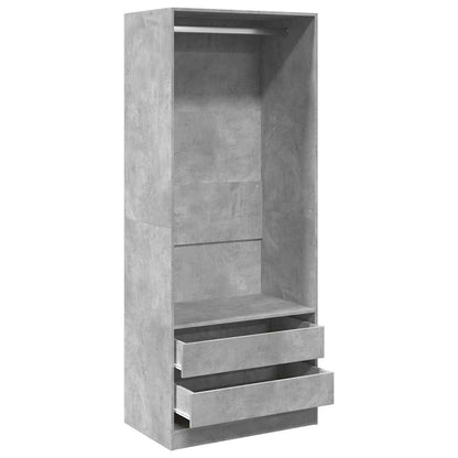 Wardrobe Engineered Wood 80 x 50 x 200 cm 2 Drawers Concrete grey