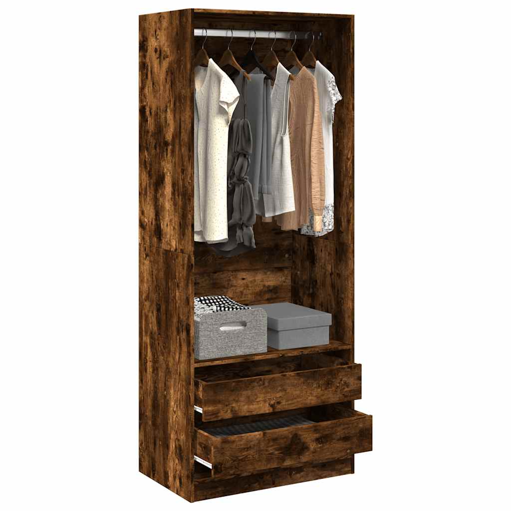 Wardrobe Engineered Wood 80 x 50 x 200 cm 2 Drawers Smoked oak
